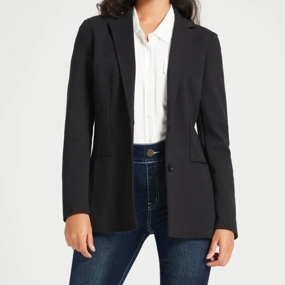Beta Brand Classic Stretch Ponte Knit Blazer Sports Coat Women's XL Black